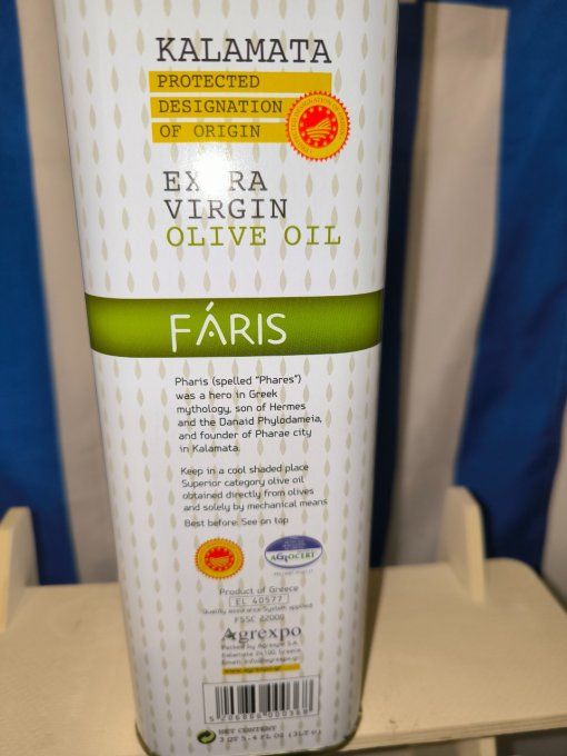 Huile d'olive Grecque de Kalamata A.O.P Extra Vierge première pression a froid  3 litres