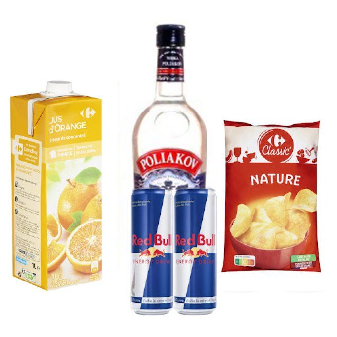 livraison vodka -red bull-chips
