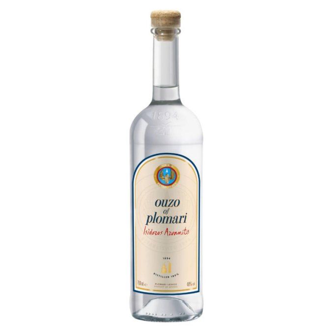 Ouzo Plomari 70cl de Lesbos Grèce +Deux verres "collection"